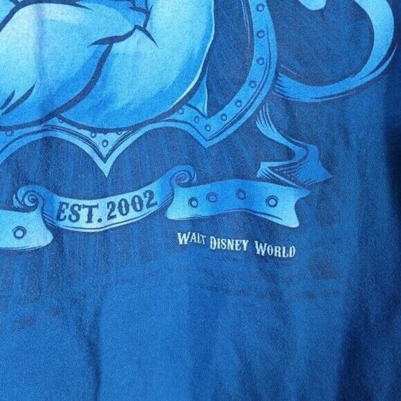 Disney Parks Stitch T Shirt Blue Medium Lilo Est 2002 Short Sleeve Coat of Arms - Picture 3 of 6